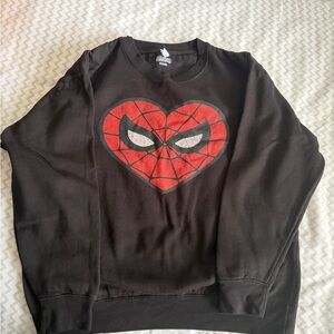 Marvel Black Pullover with Red Spider-Man Heart